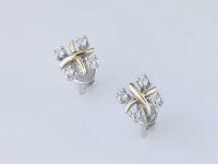 Пусеты из комбинированного золота с бриллиантами э4801пс06160700