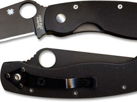 Нож складной Military™ Model - Spyderco C36GPBK, сталь Crucible CPM® S30V™ Black DLC coated Plain, рукоять стеклотекстолит G10, чёрный
