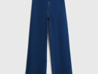 Укороченные широкие джинсы, Синий