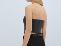 Топ-корсет из искусственной кожи, Черный