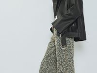 Широкие джинсы с леопардовым принтом, Синий