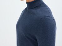 Базовый вязаный джемпер с воротником, Синий