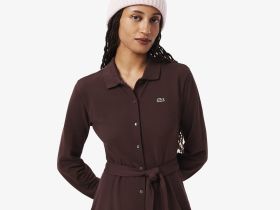 Длинное платье-поло Lacoste с длинным рукавом