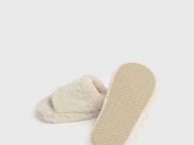 Тапочки с искусственным мехом, Бежевый