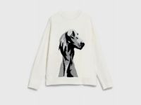 Вязаный джемпер с принтом для девочек, Бежевый