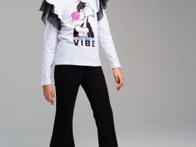 Фуфайка трикотажная для девочек (футболка с длинными рукавами)