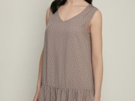 Сарафан силуэта трапеция с принтом в горошек