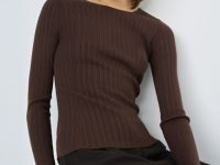 Джемпер в рубчик, Коричневый