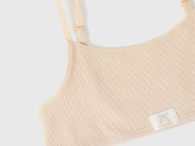 Топ в рубчик с нашивкой для девочек, 2 шт., Бежевый