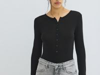 Боди с длинным рукавом, Черный