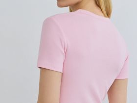 Футболка в рубчик, Розовый