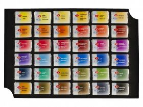 Набор акварели "Белые Ночи" 24 шт х 2,5 мл, кисти, фарфоровая палитра, синее дерево