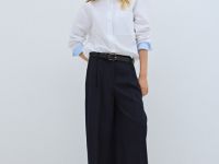 Рубашка из хлопка с контрастными манжетами, Белый