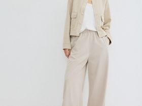 Широкие брюки с эластичным поясом, Бежевый