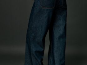 Широкие джинсы Wide leg с плетёным ремнём, Синий