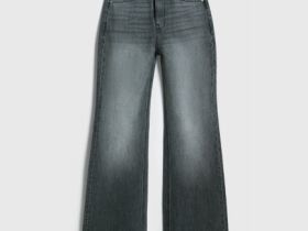 Расклёшенные джинсы с высокой посадкой, Серый