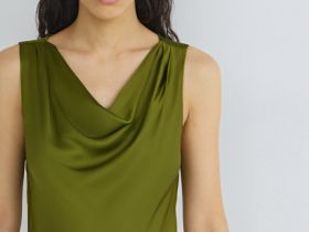 Платье-халтер с драпировкой, Зеленый