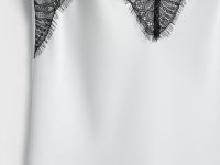 Сатиновый топ с кружевом, Белый