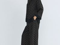 Прямые брюки с принтом, Черный