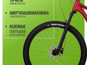 Горный велосипед Atom Bion Nine 350, год 2024, цвет Красный, ростовка 17