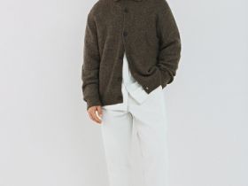 Кардиган с содержанием шерсти, Коричневый