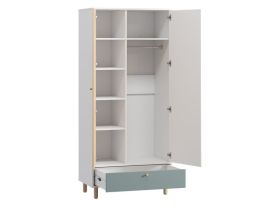 Распашной шкаф Дикинс 2-85x190 Береза/Серо-зеленый