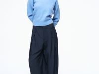 Тёмно-синие широкие брюки с защипами Глория Джинс