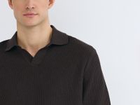 Поло из текстурной ткани, Коричневый