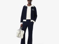 Мужская футболка Lacoste с воротником в полоску из эластичного хлопка