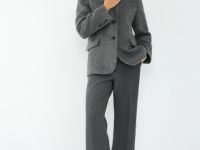 Однобортный жакет из натуральной шерсти, Серый