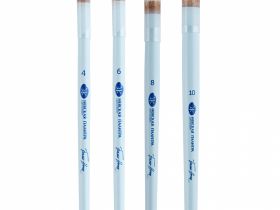 Кисть из колонка и белой синтетики №8 круглая "Белые ночи" ручка короткая голубая матовая со скосом