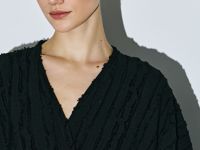 Кимоно из фактурной ткани с поясом, Черный