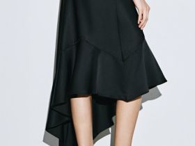 Атласная юбка миди А-силуэта, Черный