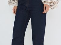 Прямые джинсы с высокой посадкой, Синий