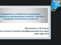 Вебинар "Содержание и особенности проведения коррекционно-развивающих занятий с детьми с задержкой психического развития"