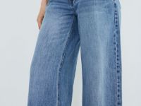 Широкие джинсы с высокой посадкой из лиоцелла, Голубой