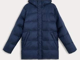 Пуховое полупальто с воротником-стойкой