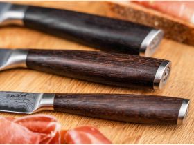 Нож кухонный для чистки овощей и фруктов Boker Meisterklinge, сталь дамаск, рукоять дуб