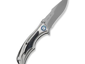 Складной нож WE Knife Tighe Down, сталь M390, рукоять титан/карбон, серый