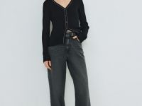 Кардиган с V-вырезом, Черный