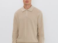 Поло с длинным рукавом, Бежевый