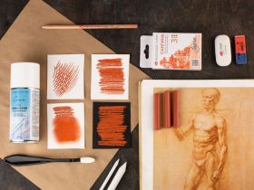 Набор сухих графических материалов "Ладога" сангина, 3 мелка