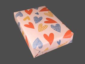Упаковочная бумага "Сердечки с горошком"