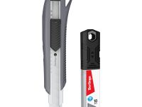 Нож канцелярский Berlingo "Razzor 200" 18 мм, серый + лезвия сменные 10шт., блистер, европодвес