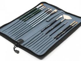 Пенал для кистей на молнии с лямкой для переноски (для кистей на длинной ручке) большой