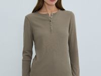 Лонгслив с пуговицами, Бежевый