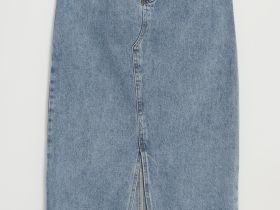 Джинсовая юбка макси с разрезом