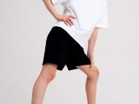 Комплект трикотажный для девочек: фуфайка (футболка), шорты, сумка-мешок