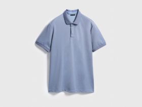 Поло из шелковистого пике, Синий