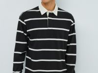 Поло в полоску с длинным рукавом, Коричневый